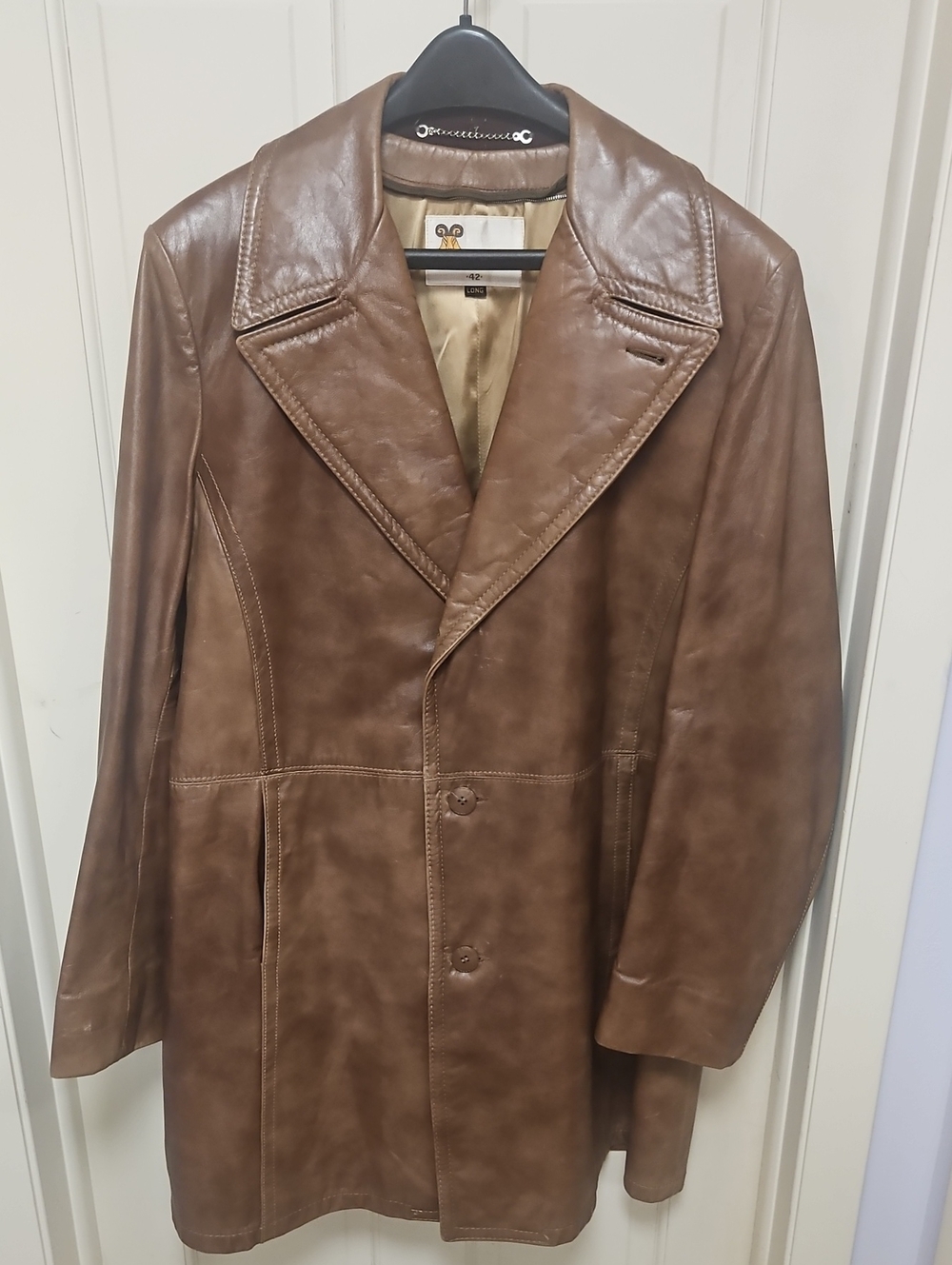 Vintage 1970s Leather Long  Dapper mad mEn styLe Jacket